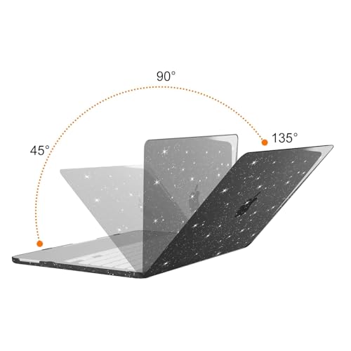 MOSISO Sparkly Glitter Case Compatible with MacBook Neo Case 13 inch 2026 Release Model A3404 with A18 Pro Chip, Crack-Resistant Protective Hard Shell Case&Keyboard Cover&ScreenFilm&Pouch, Black - color: Black