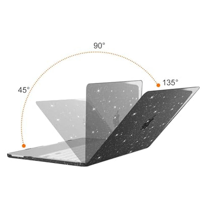 MOSISO Sparkly Glitter Case Compatible with MacBook Neo Case 13 inch 2026 Release Model A3404 with A18 Pro Chip, Crack-Resistant Protective Hard Shell Case&Keyboard Cover&ScreenFilm&Pouch, Black - color: Black