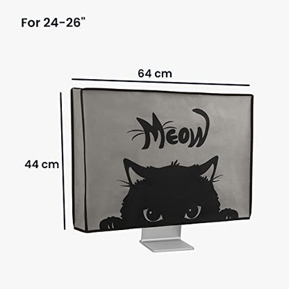 kwmobile Computer Monitor Cover Compatible with 24-26" monitor - Meow Cat Grey/Black