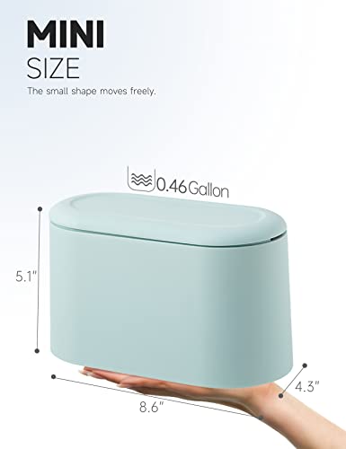 Mini Trash Can with Lid Removable Small Garbage Can, Tiny Plastic Trash Bin, Pop Up Countertop Wastebasket, Counter Garbage Lint Bin (Light Blue) - color: Light Blue