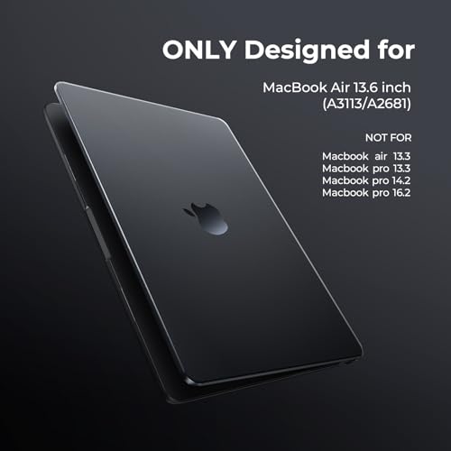 EooCoo Case Compatible with MacBook Air 13 inch M5 2026-2022 Release M4 M3 M2 A3449 A3240 A3113 A2681, Hard Shell&Keyboard Skin Cover&Screen Protector for Mac Air 13.6 inch, Matte Midnight Black - color: Matte Midnight Black
