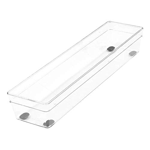 Glad Plastic Drawer Storage Tray – Heavy Duty Organizer Bin for Home, Kitchen, Bath, Bedroom, Office | Non-Slip Feet, Clear, 13x3 (Pack of 6) - size: 13x3 (Pack of 6)