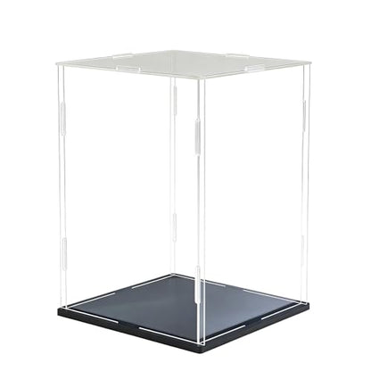Clear Acrylic Display Case, 8*8*12inch (20*20*H30cm) | Assemble Cube Display Box, Black Base, Dustproof Protection, For Collectibles Memorabilia Figurines - size: 8 x 8 x 12 inches
