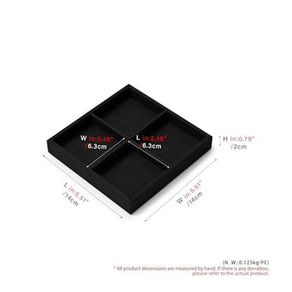 Oirlv Microfiber 4 Grids Stackable Jewelry Display Tray Multi-Compartment Travel Jewelry Tray - style: P13714
