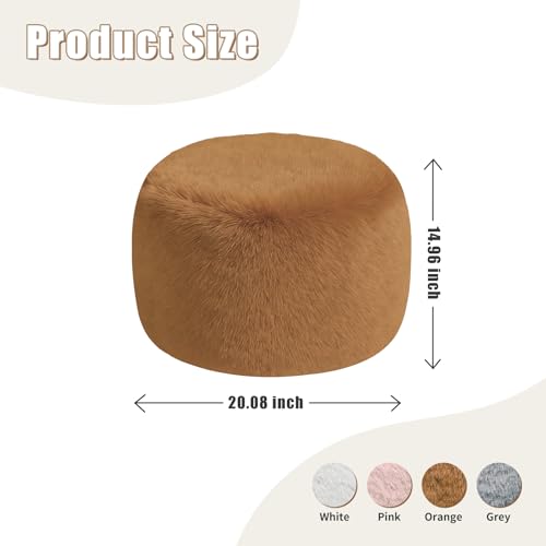 Gericco Round Stuffed Pouf Ottoman for Foot Rest, A Round Modern Foam Filled Poufs, Floor Chair for Living Room, Nursery, Dorm, A Soft Modern Foot Stool Perfect to Rest Your Feet (Orange, 20Inch) - color: Orange, size: 20.1"D x 20.1"W x 15"H