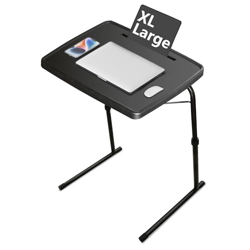 XL Adjustable Folding TV Tray Table, Larger TV Dinner HDPE Plastic Tray Table for for Eating, Adjustable Folding Laptop Table, TV Tray for Laptop, Eating, Drawing, Snacks, etc, Black - size: XL-Large