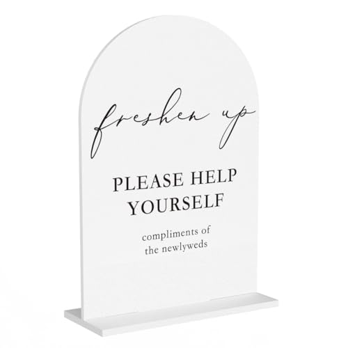 Freshen Up Sign Wedding Bathroom Favors Bathroom Basket Sign for Wedding Engagement Bridal Shower Baby Shower Table Desk Acrylic Decor - color: Freshen Up