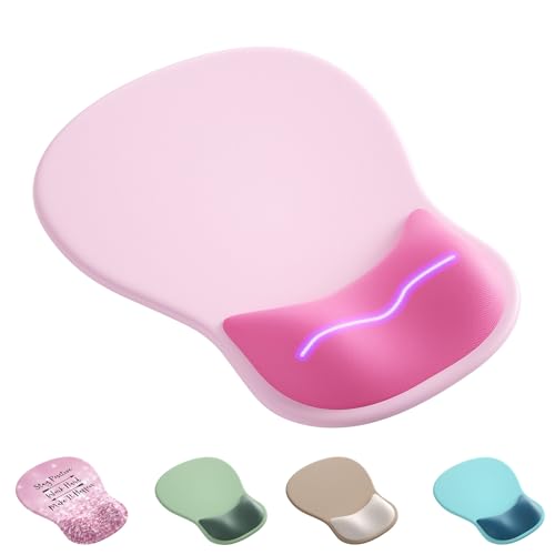 Ergonomic Mouse Pad with Wrist Rest,Cute Gel Mousepad Wrist Support - Small Mini Portable for Travel Mouse Pads for Desk Laptop,Computer,Office & Home Decor (Pink & Hot Pink) - color: I-Pink&Hot Pink