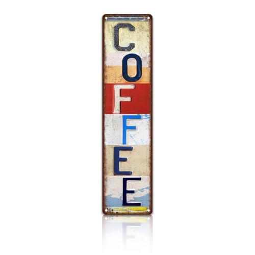 Vintage Coffee Wall Decor Street Signs Home Coffee Bar Metal Tin Signs 4 x 16 Inches - color: Coffee