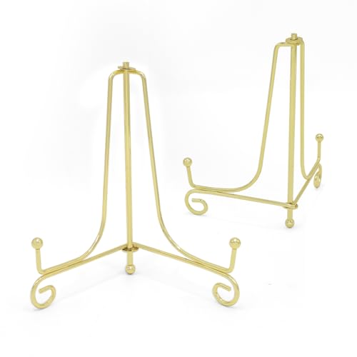 Iron Plate Stands for Display, Foldable Book Holder & Easel Stand for Sign, Versatile Poster Stand and Small Plate Stand for Home Decor, Art, Photo Frame, Card, Crystal Display (Gold, 10 inch (2Pcs)) - color: Gold, size: 10 inch (2Pcs)