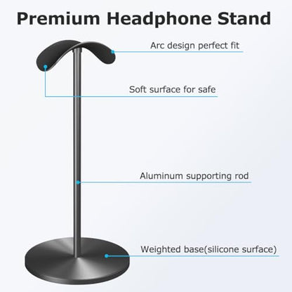 Headphone for Desk Hanger Holder Organizer Keeper Racks Storage Mount Gaming Headset Stand Premium Functional Craftmanship Headset Stand (Metallic Black) - color: metallic black