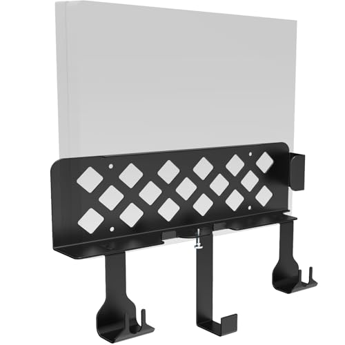 Wall Mount Compatible for PS4 Slim,Near or Behind TV, Space Saving,Metal PS4 Slim Wall Mount Bracket with Detachable 2 Controller Holder and Headphone Hanger
