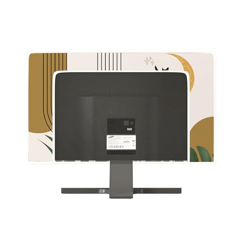 Boho Moon Cat Waterproof Television Cover 32 Inch Bohemian Green Plants Striped TV Dust Cover Antistatic Television Covers Dustproof TV Screen Covers for Television LED LCD OLED - color: green and yellow, size: 32 Inch