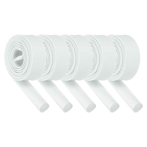 MECCANIXITY 5Pcs Wire Insulation Braid Fire Sleeve,6.6Ft-18mm ID White, High Temp Silicone Coated Fiberglass Sleeving for Automotive Hose Lines Electrical Wiring - color: White, size: 6.6Ft-18mm