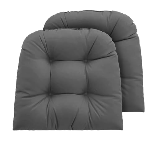 Outdoor Chair Cushions Set of 2, 22x22x4 Inch Seat Pads with Ties for Patio Wicker Chairs Garden Dining Chair, Indoor Outside Use, Fade-Resistant & Waterproof, Dark Gray - color: Dark Gray, size: 22x22x4"