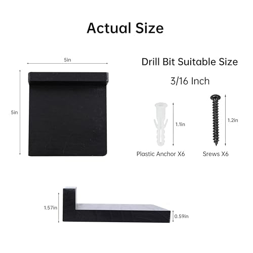 Small Floating Shelf, Set of 6 Black Shelf for Wall Decor Storage Wall Mounted Small Shelf for Bedroom Living Room Bathroom Kitchen -5x5 Inch - color: Black, size: 5 Inch-6 Pcs