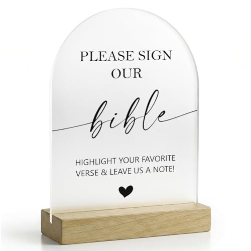 Bible Wedding Guest Book Sign Please Sign Our Bible for Wedding Engagement Bridal Shower Decor Ceremony Party Reception Table Desk Frosted Acrylic Decor 5x7 Inch - color: Bible Guestbook