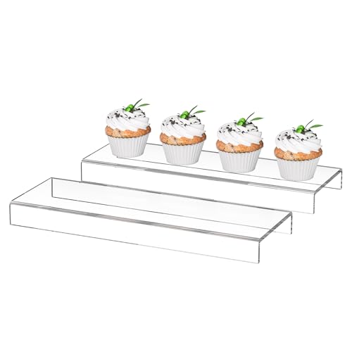 Sezanrpt Acrylic Shelf Riser 12x3.9x1 pack of 2, Clear Display Shelf 12” for Shoes, Glasses, Plants, Home Decors, Perfume, 12x3.9x1 Inch - color: Clear, size: 12x3.9x1 Inch