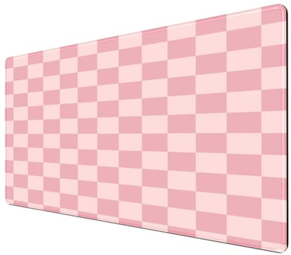 Large Pink Mouse Pads for Desk, XXL Checkered Pattern Mouse Pad, Square Premium Texture Computer Cute Mousepad for Office Work Home,Non-Slip Rubber Gaming Mouse Pads Modern Aesthetic - color: B3