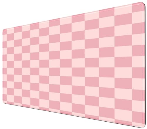 Large Pink Mouse Pads for Desk, XXL Checkered Pattern Mouse Pad, Square Premium Texture Computer Cute Mousepad for Office Work Home,Non-Slip Rubber Gaming Mouse Pads Modern Aesthetic - color: B3