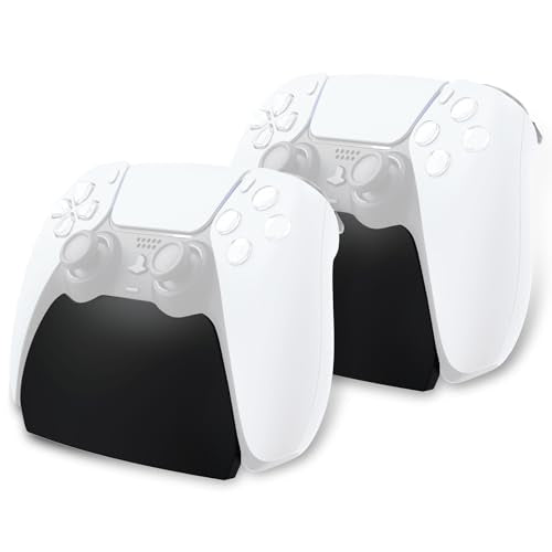 PlayVital 2 Pack Controller Display Stand for ps5, Gamepad Stand Desk Holder for ps5 Controller Accessories with Rubber Pads, Solid Black - color: Solid Black 2 set