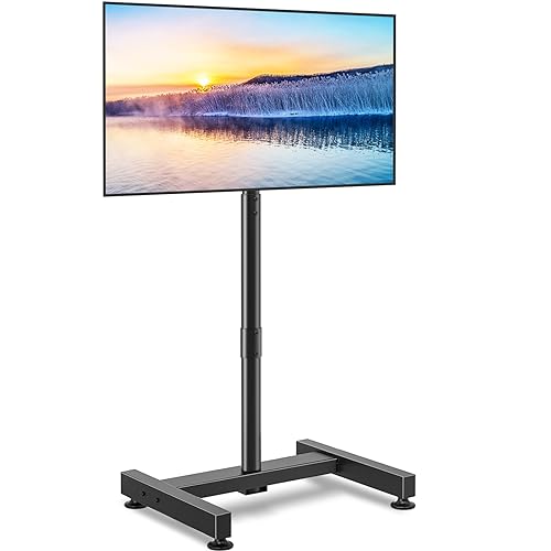 TVON TV Floor Stand for 13-50 inch LCD LED Flat/Curved Panel Screen TVs up to 44 lbs, Height Adjustable TV Stand Mount with VESA 200x200, Portable TV Stand for Bedroom, Dorm Room, Office - size: 13-50 inch TVs, 44 lbs capacity