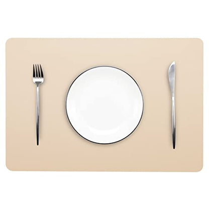 Wipeable Placemats Leather Table Mats Waterproof Heat-Resistant Easy to Clean for Dining Table Set Kitchen Table (2, Buff) - color: Buff, size: set of 2