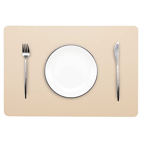 Wipeable Placemats Leather Table Mats Waterproof Heat-Resistant Easy to Clean for Dining Table Set Kitchen Table (2, Buff) - color: Buff, size: set of 2