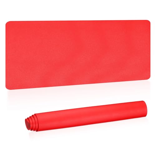 Patikil Desk Mat, 48"x17" Non-Slip Waterproof PU Leather Desk Pad Desktop Protector Double Sided, Red - color: Red, size: 48"x17"