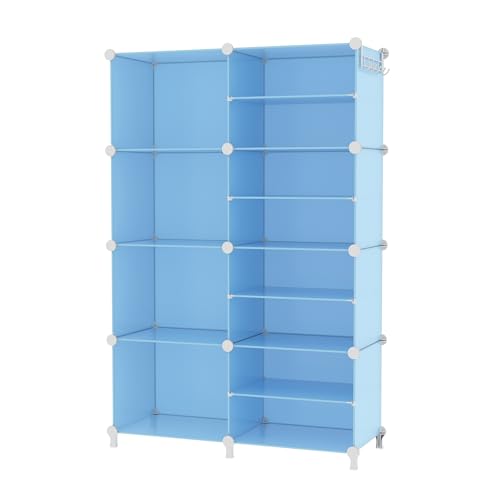 AWTATOS Closet Organizer 8 Cube Storage Shelves Closet Storage Clothes Organizers Stackable Cubby Shelving for Closet Bedroom Living Room Blue - color: Blue