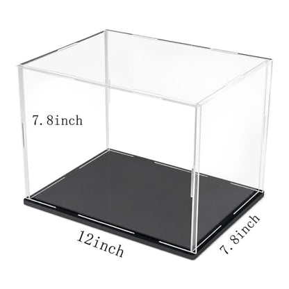 Clear Acrylic Display Case, 12x8x8 inch (30x20x20 cm) | Cube Display Box Stand, Black Base, Dustproof Protection, For Collectibles Memorabilia Figurines - size: 12 x 8 x 8 inches
