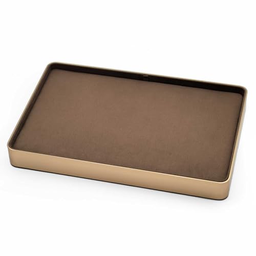Metal Jewelry Tray, Valet Tray, Bedside Table and Desktop Organizer. It is Stackable and can be Used to Display Watches, Rings, Earrings and Bracelets（Brown） - color: Brown