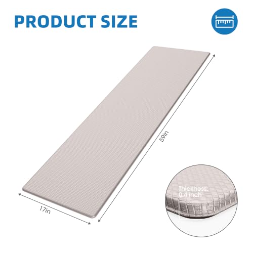 Kitchen Mats for Floor - 17"x59" Anti Fatigue Mats for Kitchen Floor - Non Slip Cushioned Rugs for Standing - Ivory - color: Ivory, size: 1pc: 17" x 59" x 0.4"