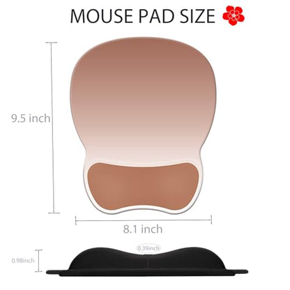 Ergonomic Mouse Pad with Wrist Rest, Comfortable Gel Concave Mouse Pad | Pain Relief Mouse Pads with Smooth Wrist Support for Office & Home Gradient Light Brown - color: Gradient Light Brown