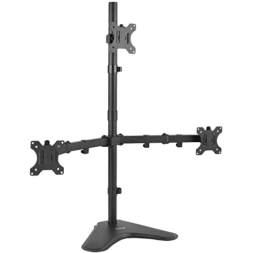 VIVO Triple LCD LED Computer Monitor Desk Stand, Free Standing Heavy Duty Fully Adjustable Mount for 3 Screens up to 30 inches STAND-V003E - size: 13" to 30" screens, style: Freestanding