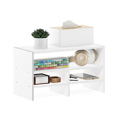 Furinno Hermite Desk Top Organizing Shelf Bookcase, White - color: White, size: 16.4-Inch