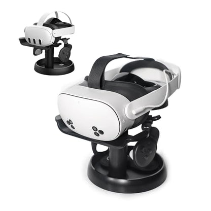 AMVR VR Headset Stand Holder Compatible with Quest 3s/Quest 3/Vision Pro/Quest 2/Pico 4/for PSVR 2 - Universal VR Headset Display Dock, Stable Bracket Storage Round Base, Mount Install Easy - color: Black