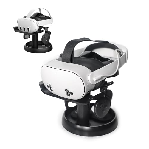 AMVR VR Headset Stand Holder Compatible with Quest 3s/Quest 3/Vision Pro/Quest 2/Pico 4/for PSVR 2 - Universal VR Headset Display Dock, Stable Bracket Storage Round Base, Mount Install Easy - color: Black