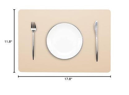 Wipeable Placemats Leather Table Mats Waterproof Heat-Resistant Easy to Clean for Dining Table Set Kitchen Table (2, Buff) - color: Buff, size: set of 2