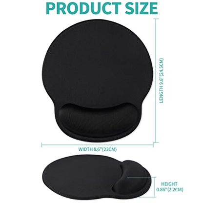 eulps Mouse Pad with Wrist Rest, Comfortable Computer Mousepad with Gel Wrist Support Smooth Surface and Non-Slip PU Base for Pain Relief, Laptop, Office & Home (Black) - color: Black