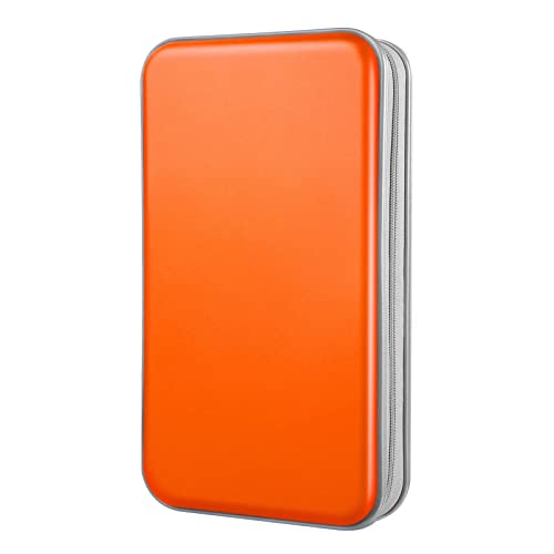 DVD Case, Bivisen CD Case Holder Wallet Binder 96 Capacity CD/DVD Cases Storage Holder Binder Organizer Wallet Book for Car Home Travel (Orange) - color: Orange