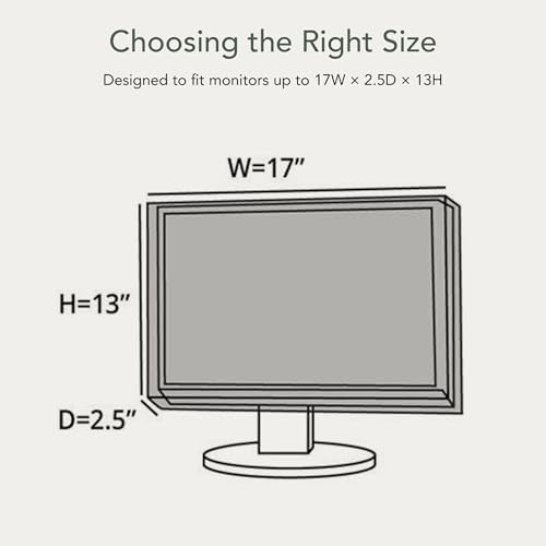 Covermates Quilted Monitor Cover for Computer Screens – Padded Dust Cover for Desktop Monitor, Washable Diamond Polyester Screen Protector with Elastic Hem, 17W x 2.5D x 13H, Cream