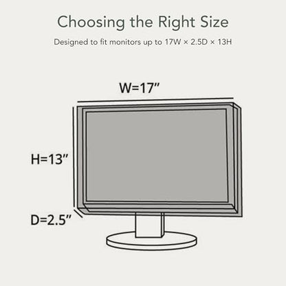 Covermates Quilted Monitor Cover for Computer Screens – Padded Dust Cover for Desktop Monitor, Washable Diamond Polyester Screen Protector with Elastic Hem, 17W x 2.5D x 13H, Cream