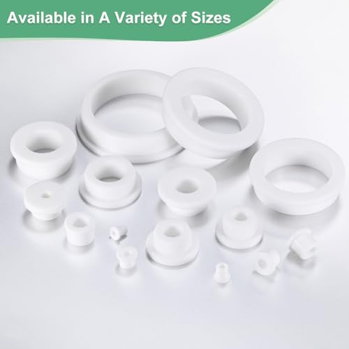 M METERXITY 10-Pack 1/2 Inch Drill Hole, 5/16 Inch ID Silicone Rubber Grommets for Wiring, Wire Cable, Hole Plugs, Automotive, Firewall, Desk, Water Pipe, Hydroponic [White]