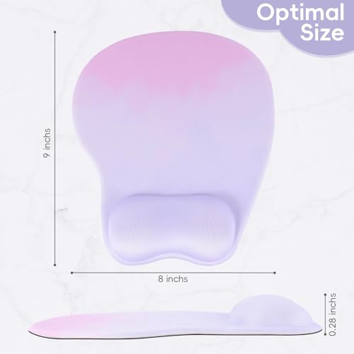 Mouse Pad with Wrist Rest Ergonomic Mouse Pad with Comfortable M-Shape Pain Relief Wrist Support Non-Slip PU Base Mousepad for Laptop, Office & Home (Lavender Plum) - color: Lavender Plum