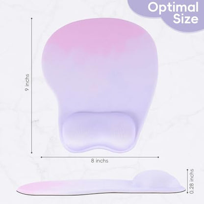Mouse Pad with Wrist Rest Ergonomic Mouse Pad with Comfortable M-Shape Pain Relief Wrist Support Non-Slip PU Base Mousepad for Laptop, Office & Home (Lavender Plum) - color: Lavender Plum