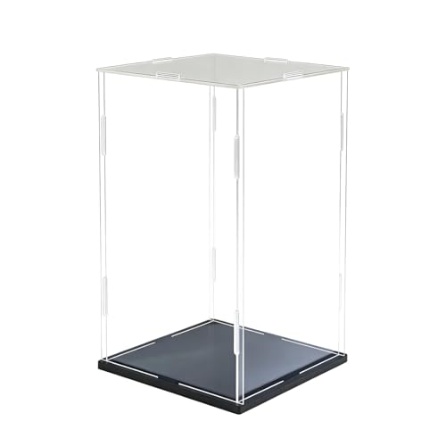 Clear Acrylic Display Case, 6*6*8inch (15*15*H20cm) | Assemble Cube Display Box, Black Base, Dustproof Protection, For Collectibles Memorabilia Figurines - size: 6 x 6 x 8 inches