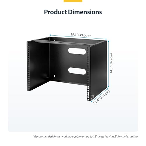 StarTech 8U 19in Wall-Mount Patch Panel Bracket, 13.75in, 80lb (WALLMOUNT8) - size: 8U