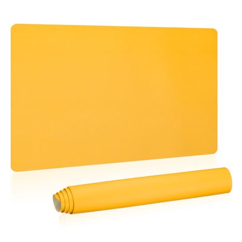 Patikil Desk Mat, 24"x13" Non-Slip Waterproof PU Leather Desk Pad Protector Cover Dual Sided for Office/Home Work/Study, Yellow - color: Yellow, size: 13" x 24"