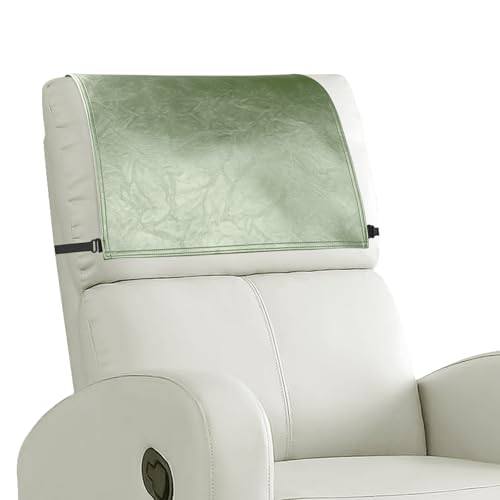 Headrest Cover for Recliner Chair Recliner Headrest Protector Faux Leather Headrest Cover with Elastic Straps Couch Headrest Covers for Furniture Sofa Protector 17 x 27In(Mint Green) - color: Mint Green, size: 17x27 in